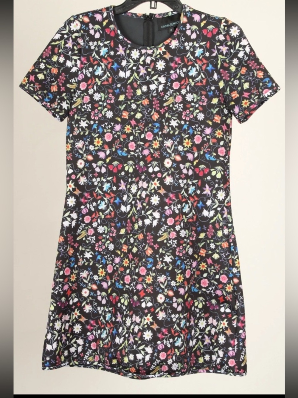 Cynthia Rowley Dress Women’s 4 Multicolor Floral A Line Short Sleeve Stretch